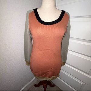 MISSONI Color block Long Sleeve Tunic Sweater Top